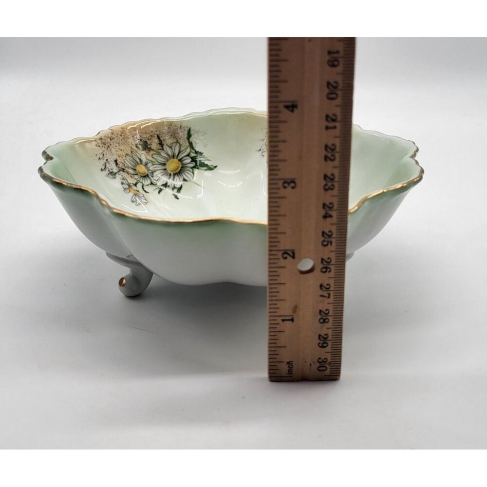 Limoges Porcelain Footed Candy Dish Floral Gold Trim Scalloped Decorative VTG - Picture 9 of 9